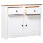 Sideboard White 93x40x80 Cm Solid Pinewood thumbnail 5