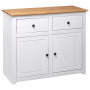 Sideboard White 93x40x80 Cm Solid Pinewood thumbnail 6