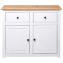 Sideboard White 93x40x80 Cm Solid Pinewood thumbnail 7