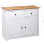 Sideboard White 93x40x80 Cm Solid Pinewood thumbnail 10