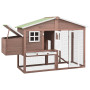 Chicken Coop With Nest Box Mocha And White Solid Fir Wood thumbnail 3