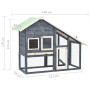 Rabbit Hutch Grey And White 140x63x120 Cm Solid Firwood thumbnail 11