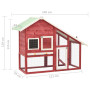 Rabbit Hutch Red And White 140x63x120 Cm Solid Firwood thumbnail 11