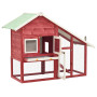 Rabbit Hutch Red And White 140x63x120 Cm Solid Firwood thumbnail 5