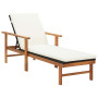 Sun Lounger With Cushion Poly Rattan And Solid Acacia Wood thumbnail 1
