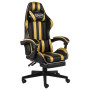 Racing Chair With Footrest Black And Gold Faux Leather thumbnail 1