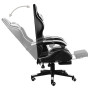 Racing Chair With Footrest Black And White Faux Leather thumbnail 3