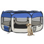 Foldable Dog Playpen With Carrying Bag Blue 145x145x61 Cm thumbnail 1