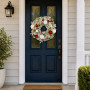 Christabelle 61cm Snowy Elegance Christmas Wreath Pre Lit Warm White LED Red Baubles Berries Front Door Xmas Decoration thumbnail 13