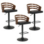 Sarantino Set of 3 Bentwood Walnut Barstool Leather Seat and Metal Base thumbnail 1