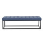 Cameron Button-Tufted Upholstered Bench with Metal Legs by Sarantino - Blue thumbnail 1