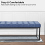 Cameron Button-Tufted Upholstered Bench with Metal Legs by Sarantino - Blue thumbnail 6