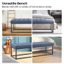 Cameron Button-Tufted Upholstered Bench with Metal Legs by Sarantino - Blue thumbnail 7