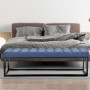 Cameron Button-Tufted Upholstered Bench with Metal Legs by Sarantino - Blue thumbnail 8