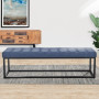 Cameron Button-Tufted Upholstered Bench with Metal Legs by Sarantino - Blue thumbnail 9