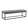 Cameron Button-Tufted Upholstered Bench with Metal Legs -Dark Grey thumbnail 2