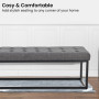 Cameron Button-Tufted Upholstered Bench with Metal Legs -Dark Grey thumbnail 6