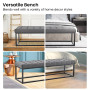 Cameron Button-Tufted Upholstered Bench with Metal Legs -Dark Grey thumbnail 7
