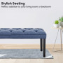 Cate Button-Tufted Upholstered Bench with Tapered Legs by Sarantino - Blue Linen thumbnail 6