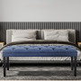 Cate Button-Tufted Upholstered Bench with Tapered Legs by Sarantino - Blue Linen thumbnail 8