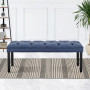 Cate Button-Tufted Upholstered Bench with Tapered Legs by Sarantino - Blue Linen thumbnail 9