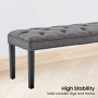 Cate Button-Tufted Upholstered Bench with Tapered Legs by Sarantino - Dark Grey thumbnail 4