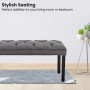 Cate Button-Tufted Upholstered Bench with Tapered Legs by Sarantino - Dark Grey thumbnail 6