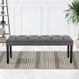 Cate Button-Tufted Upholstered Bench with Tapered Legs by Sarantino - Dark Grey thumbnail 9