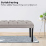 Cate Button-Tufted Upholstered Bench with Tapered Legs by Sarantino - Light Grey thumbnail 6