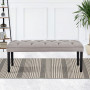Cate Button-Tufted Upholstered Bench with Tapered Legs by Sarantino - Light Grey thumbnail 9