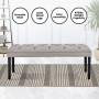 Cate Button-Tufted Upholstered Bench with Tapered Legs by Sarantino - Light Grey thumbnail 10