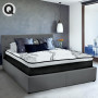 Queen Fabric Gas Lift Bed Frame with Headboard - Dark Grey thumbnail 1