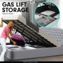 King Size Fabric Gas Lift Storage Bed Frame w/ Headboard Light Grey thumbnail 2