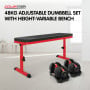 Powertrain 48KG Adjustable Dumbbell Set - Red with Height-Variable Bench thumbnail 2