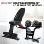 Powertrain 48KG Adjustable Dumbbell Set (Red) & Stand with Flat Incline Decline Bench thumbnail 2