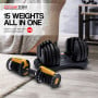 Powertrain 48KG Adjustable Dumbbell Set (Gold) with FID Weight Bench thumbnail 10