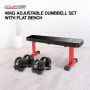 Powertrain 48KG Adjustable Dumbbell Set (Gold) with Flat Bench thumbnail 2