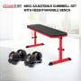 Powertrain 48KG Adjustable Dumbbell Set - Gold with Height-Variable Bench thumbnail 2