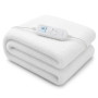 Heated Electric Blanket Single Size Fitted Fleece Underlay Winter Throw - White thumbnail 1