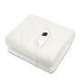 Heated Electric Blanket Single Size Fitted Fleece Underlay Winter Throw - White thumbnail 1