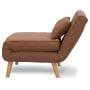 Adjustable Corner Sofa Single Seater Lounge Linen Bed Seat - Brown thumbnail 7