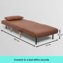 Adjustable Corner Sofa Single Seater Lounge Linen Bed Seat - Brown thumbnail 8