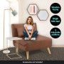 Adjustable Corner Sofa Single Seater Lounge Linen Bed Seat - Brown thumbnail 11