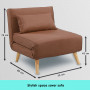 Adjustable Corner Sofa Single Seater Lounge Linen Bed Seat - Brown thumbnail 2