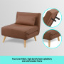 Adjustable Corner Sofa Single Seater Lounge Linen Bed Seat - Brown thumbnail 5