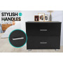 Bedside Table with Drawers MDF Wood - Black thumbnail 3