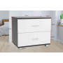 Bedside Table with Drawers MDF - Black White thumbnail 4