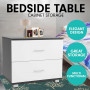 Bedside Table with Drawers MDF - Black White thumbnail 2