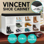 Shoe Rack Cabinet Organiser Black Cushion - 104 x 30 x 45 - White thumbnail 2
