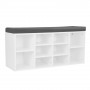 Shoe Rack Cabinet Organiser Grey Cushion - 104 x 30 x 45 - White thumbnail 1